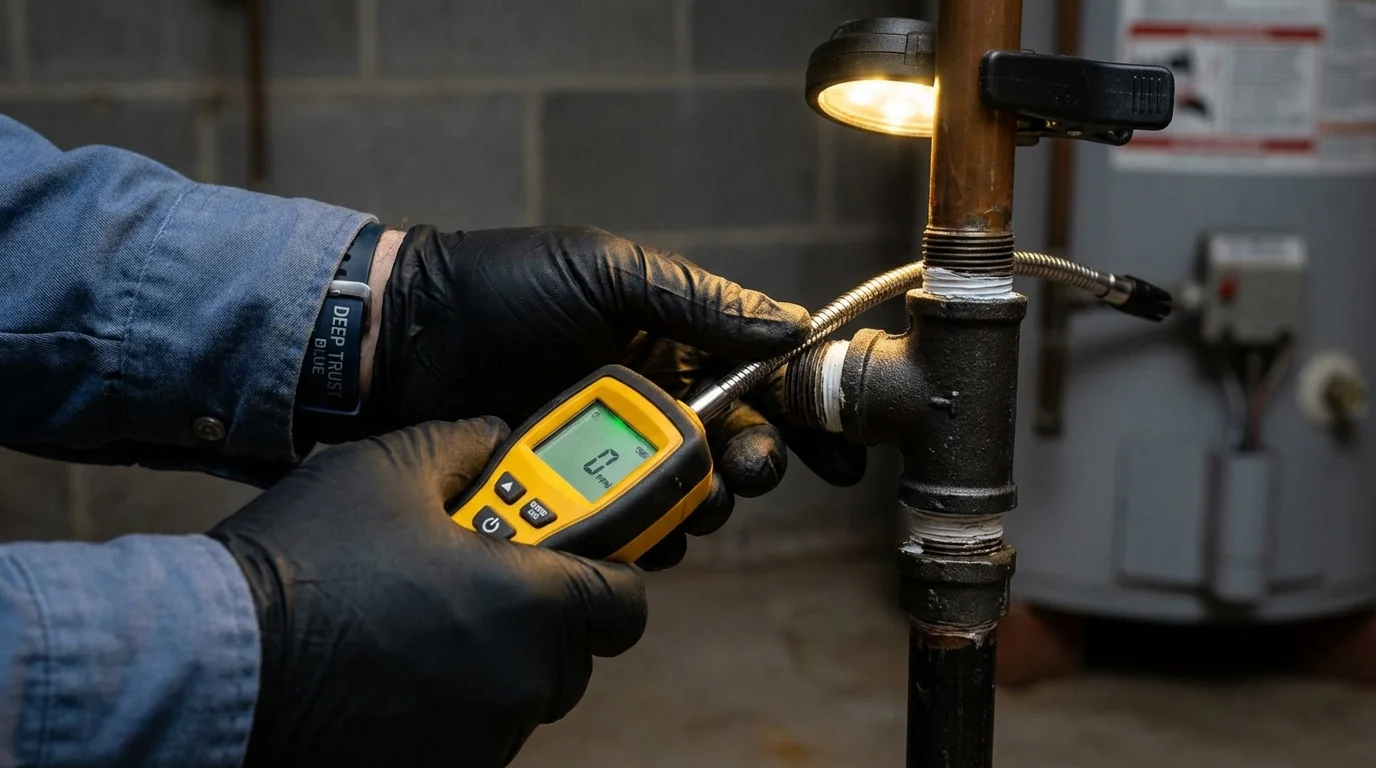 Gas leak detection with electronic sniffer by Johns Plumbing LLC in Bayside